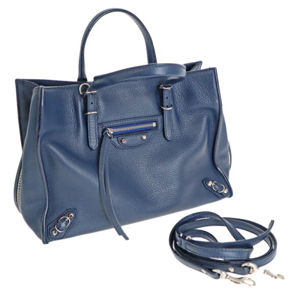 23 1995 20 Balenciaga Paper Mini 2WAY Bag Leather Navy