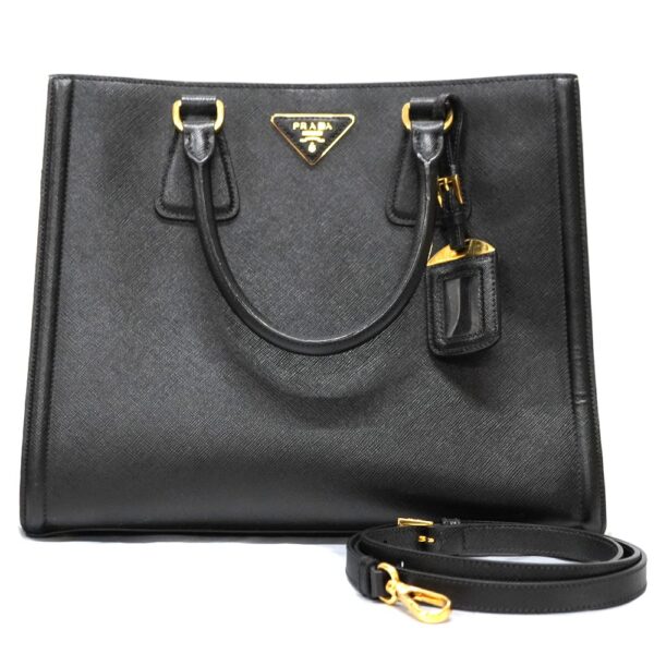 23 3233 1 Prada Saffiano 2WAY Bag Leather Black