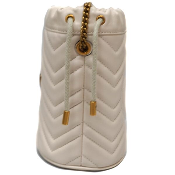 23 3909 3 Gucci Mini Bucket Bag Chain Shoulder Leather White