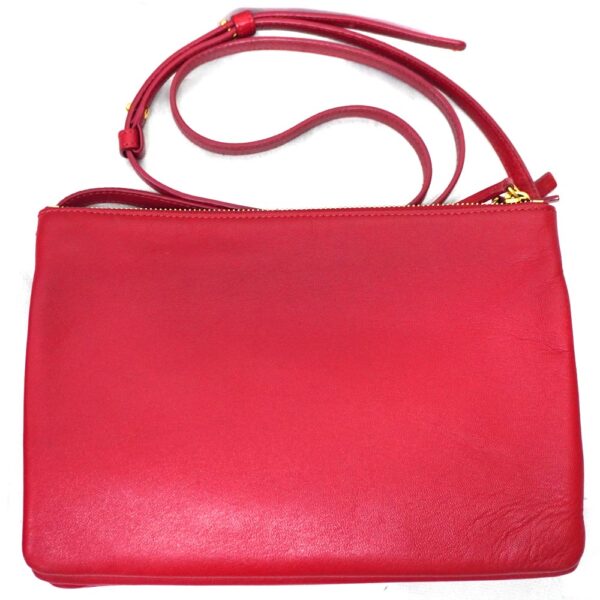 23 6726 2 Celine Trio Small Leather Shoulder Bag Red