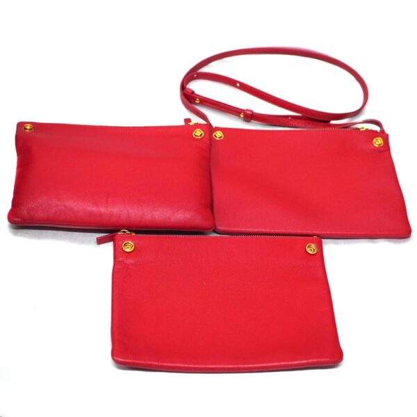 23 6726 7 Celine Trio Small Leather Shoulder Bag Red