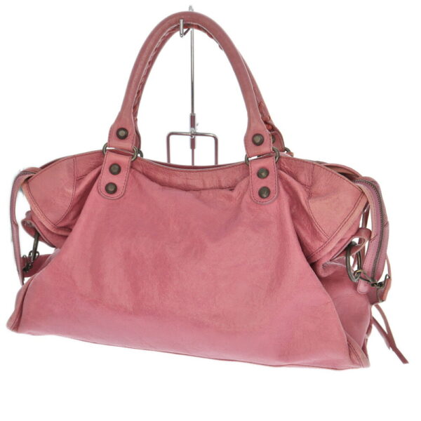 23 6837 2 Balenciaga The City 2WAY Bag Leather Pink