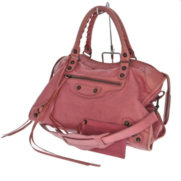 23 6837 Balenciaga The City 2WAY Bag Leather Pink