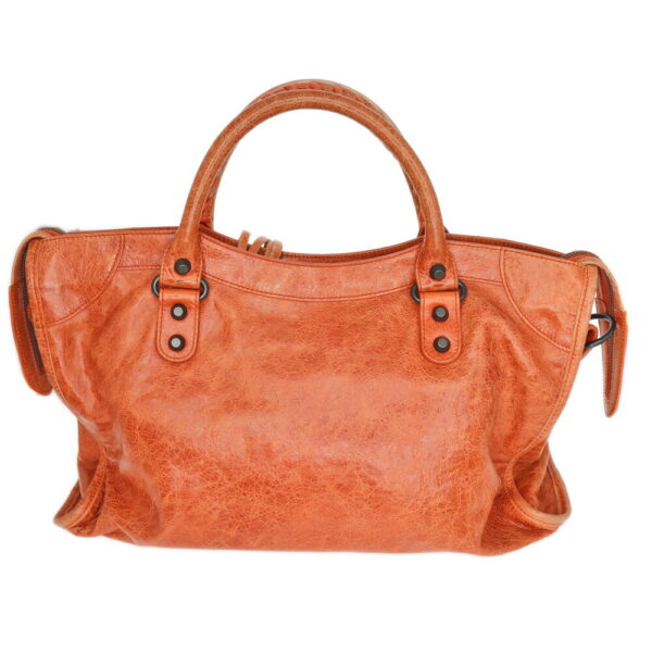 23 6867 2 Balenciaga The City 2WAY Bag Leather Orange