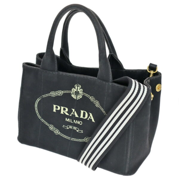 23 8301 Prada Canapa Mini 2WAY Bag Black