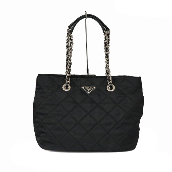 23 935 1 Prada 2WAY Chain Shoulder Bag Quilted Nylon Black