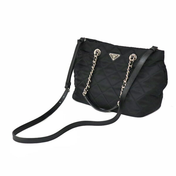 23 935 13 Prada 2WAY Chain Shoulder Bag Quilted Nylon Black