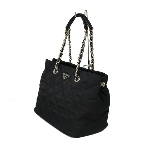 23 935 2 Prada 2WAY Chain Shoulder Bag Quilted Nylon Black