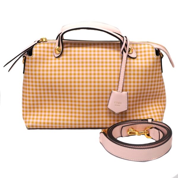 23 965 1 Fendi By The Way 2WAY Handbag Check Pink Beige Leather