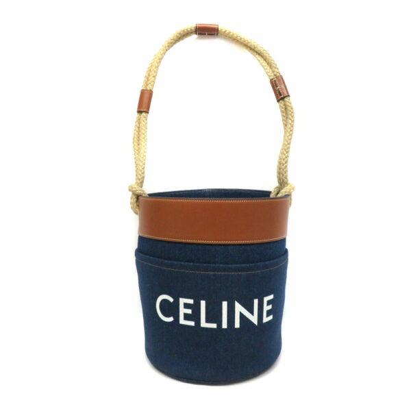 23006061 Celine Denim Leather Bucket Bag Blue