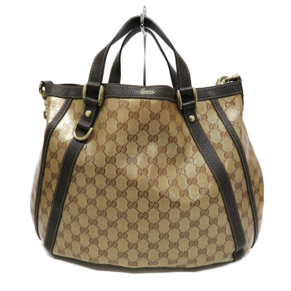 23018411 Gucci 2WAY Bag Shoulder Bag Canvas Leather GG Crystal Beige