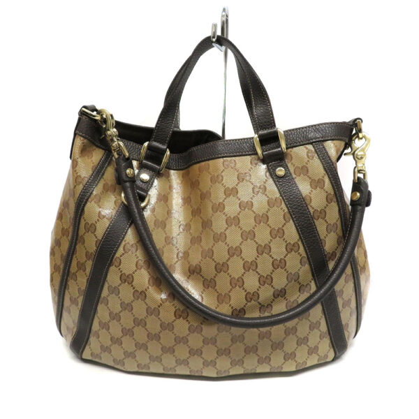 23018412 Gucci 2WAY Bag Shoulder Bag Canvas Leather GG Crystal Beige