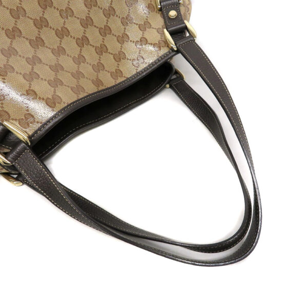 230184210 Gucci Tote Bag Canvas Leather GG Crystal Beige