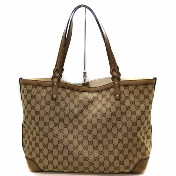 234 1 Gucci Tote Bag Canvas Leather Brown Beige