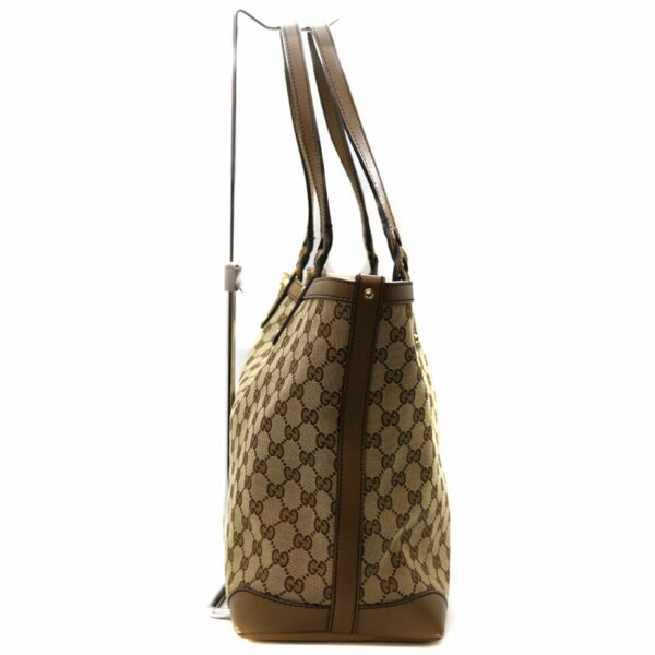 234 4 Gucci Tote Bag Canvas Leather Brown Beige