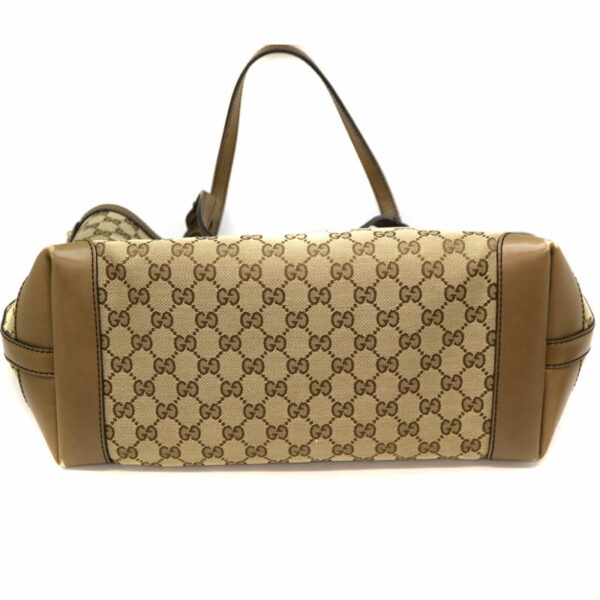 234 5 Gucci Tote Bag Canvas Leather Brown Beige