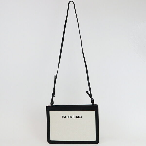 23bc002btq 009 Balenciaga Canvas Blue Pochette Shoulder Bag Black