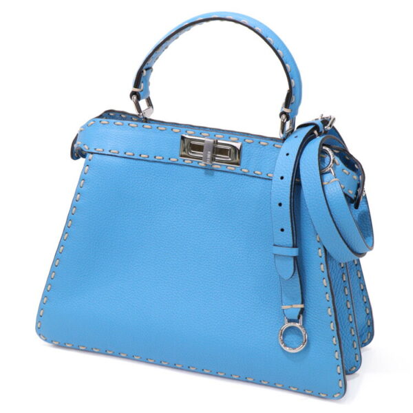 24 0044 01 Fendi Selleria Medium Handbag Calfskin Blue