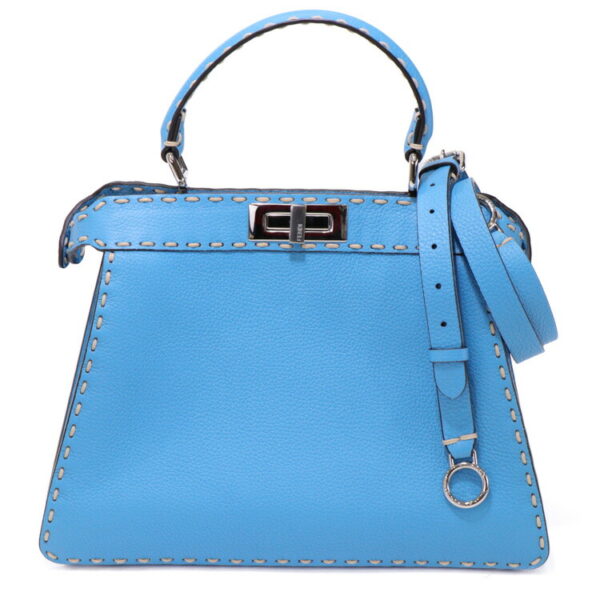 24 0044 02 Fendi Selleria Medium Handbag Calfskin Blue