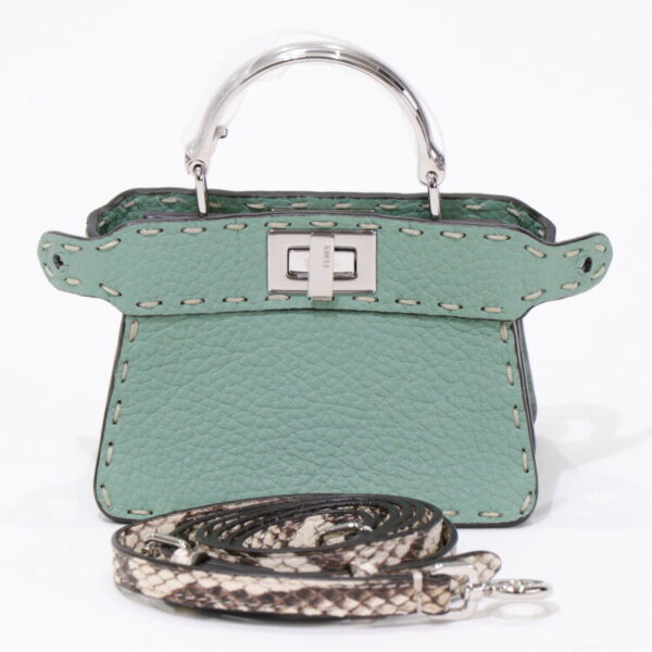 24 0269 02 Fendi Nano Peekaboo 2way Handbag Leather Green