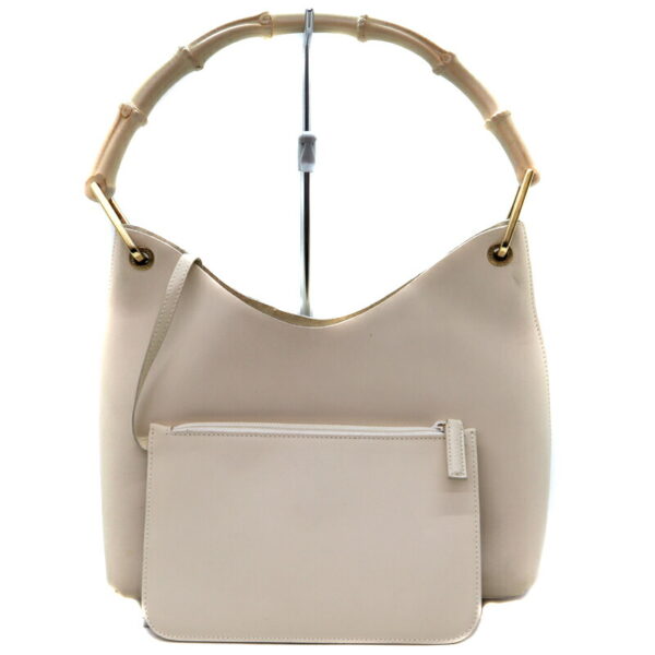 24 1279 1 Gucci Bamboo Handbag Leather White