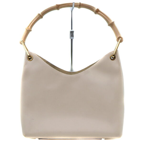 24 1279 2 Gucci Bamboo Handbag Leather White