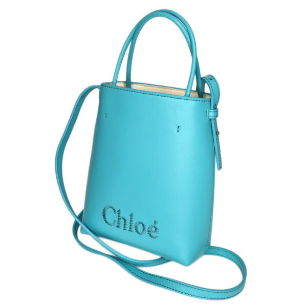 24 1453 1 Chloe Micro Tote Bag Leather Aqua Sea