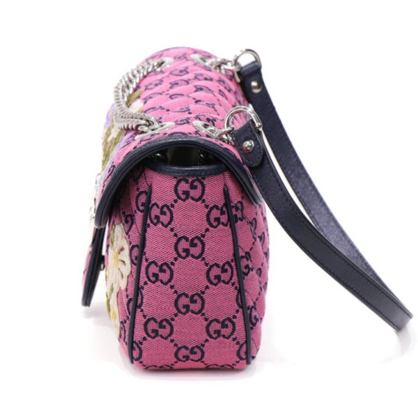 24 2349 03 Gucci GG Marmont Flower Embroidery Shoulder Bag Pink