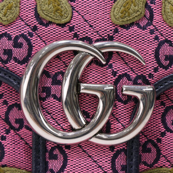 24 2349 07 Gucci GG Marmont Flower Embroidery Shoulder Bag Pink