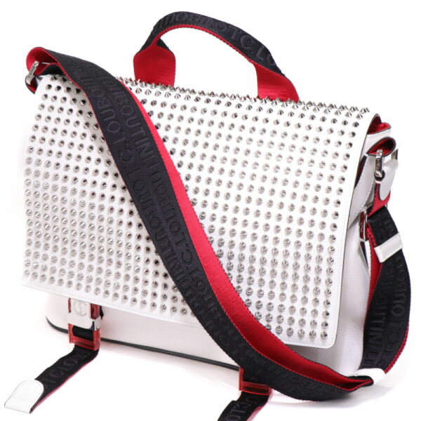 24 2508 01 Christian Louboutin Studded Rubiclic Bag Leather Red White