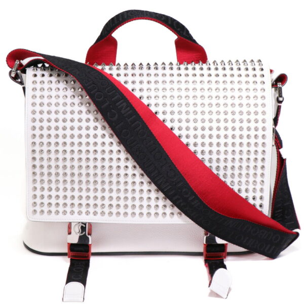 24 2508 02 Christian Louboutin Studded Rubiclic Bag Leather Red White