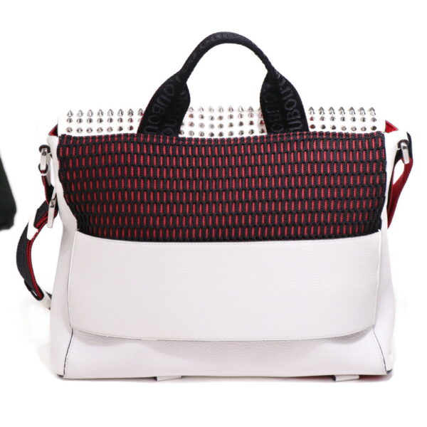 24 2508 04 Christian Louboutin Studded Rubiclic Bag Leather Red White