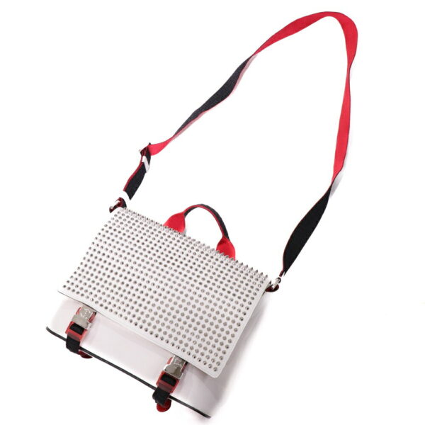 24 2508 06 Christian Louboutin Studded Rubiclic Bag Leather Red White