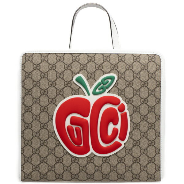 24 2638 01 Gucci GG Supreme Apple Tote Bag Red