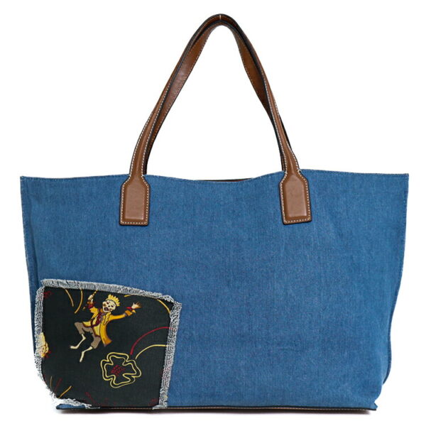 24 2646 02 Loewe Denim Patchwork Tote Bag Blue