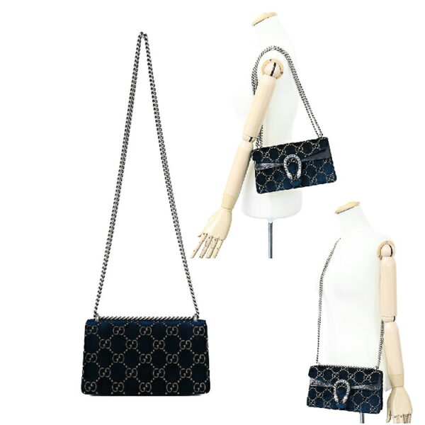 24 2827 04 Gucci Dionysus Small Chain Shoulder Bag Velvet Navy