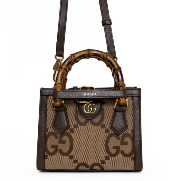 24 2829 01 Gucci Diana Jumbo GG Mini Tote Bamboo Beige Brown