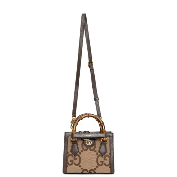 24 2829 02 Gucci Diana Jumbo GG Mini Tote Bamboo Beige Brown