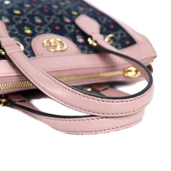 24 2830 06 Gucci Ophidia Flower Embroidery Small Handbag Denim Pink