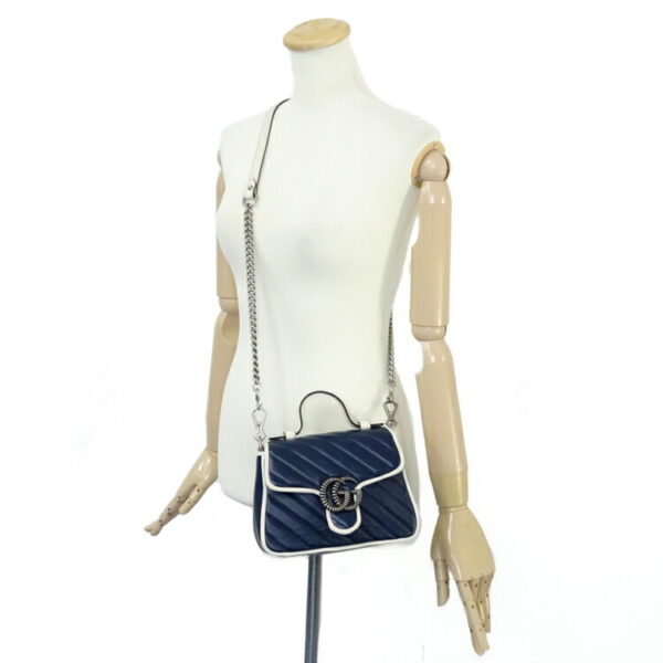 24 2836 03 Gucci GG Marmont Mini Top Handle Handbag Navy White