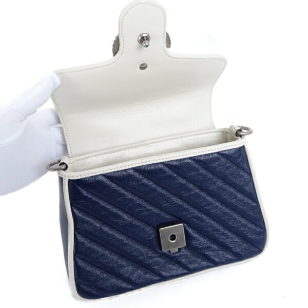 24 2836 09 Gucci GG Marmont Mini Top Handle Handbag Navy White