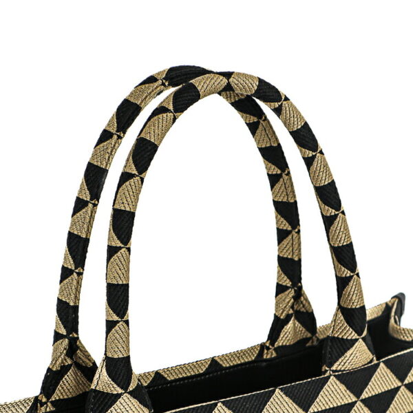 24 2845 07 Prada Symbol Embroidered Fabric Tote Bag Black Beige