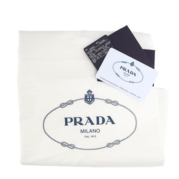 24 2845 10 Prada Symbol Embroidered Fabric Tote Bag Black Beige