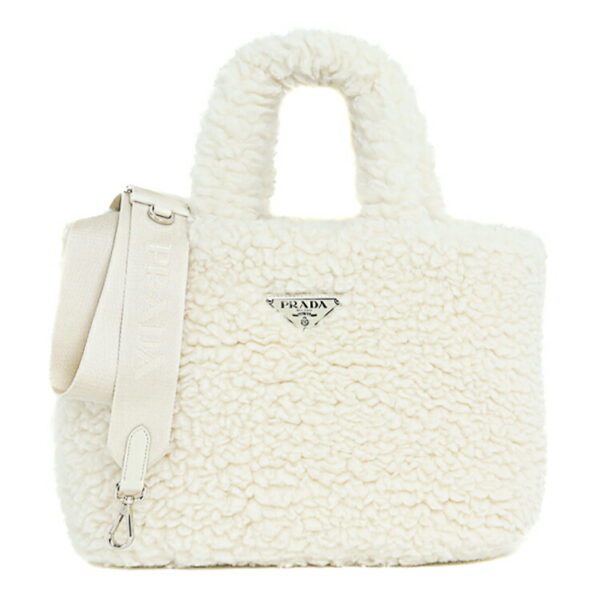 24 3210 01 Prada 2way Shoulder Bag Wool White