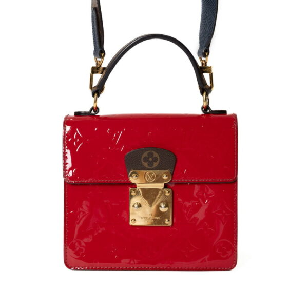 24 3546 03 Louis Vuitton Vernis Miroir Spring Street PM Enamel Leather Red