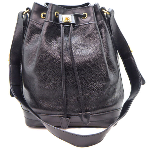 24 879 1 Celine Drawstring Leather Shoulder Bag Black