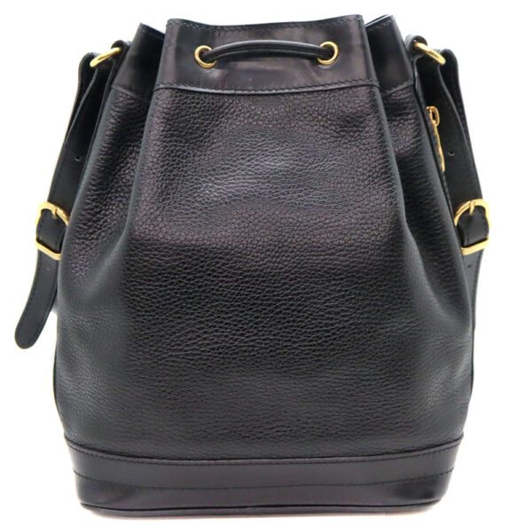 24 879 2 Celine Drawstring Leather Shoulder Bag Black