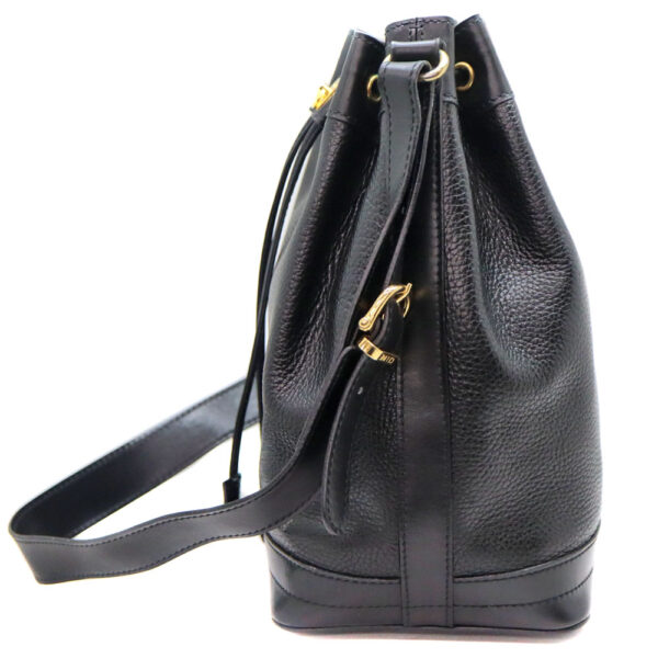 24 879 3 Celine Drawstring Leather Shoulder Bag Black