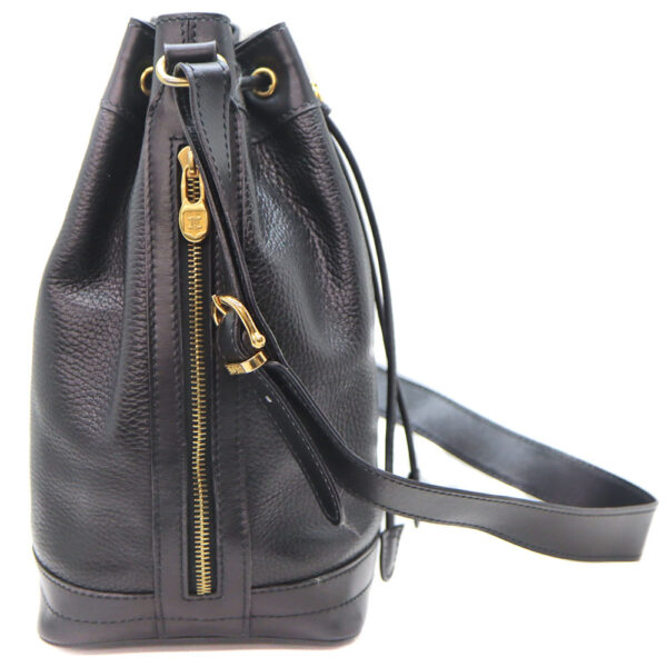 24 879 4 Celine Drawstring Leather Shoulder Bag Black