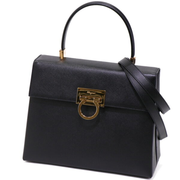 24 90738 01 Ferragamo Gancini 2way Handbag Black